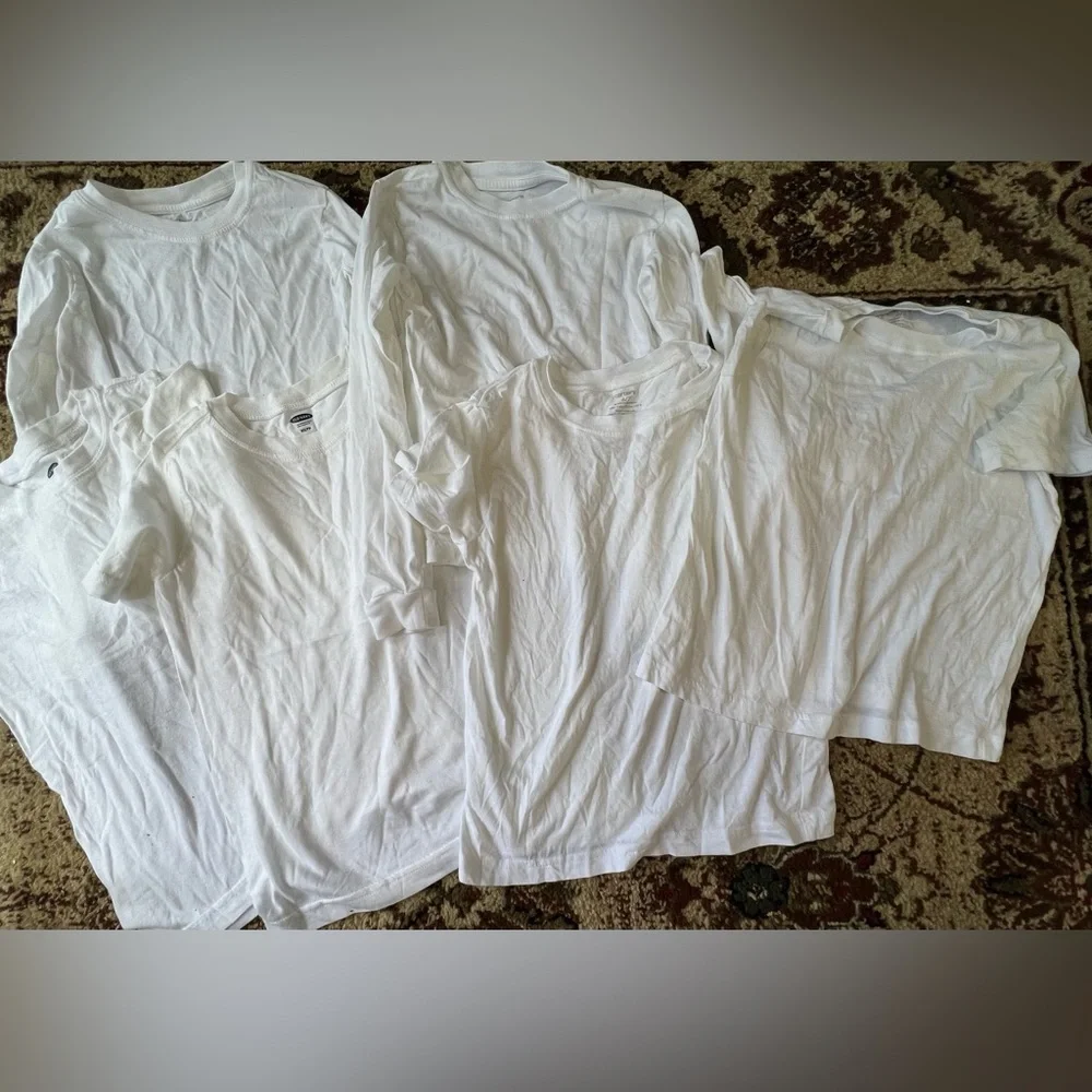 Carters & old Navy Boys White Cotton Undershirt Tee’s Long Sleeve & Short Sleeve